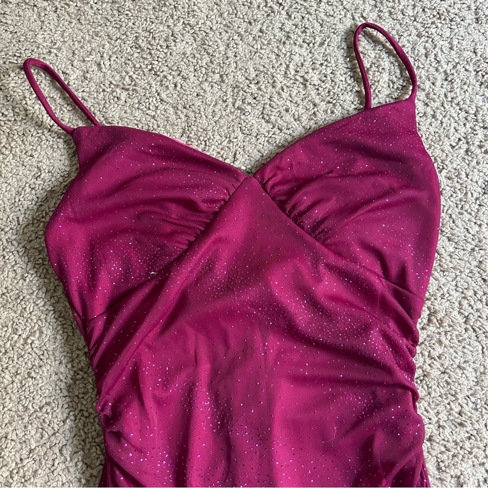 Jodi Kristopher Asymmetrical Dress in Deep Pink - Picture 9 of 9